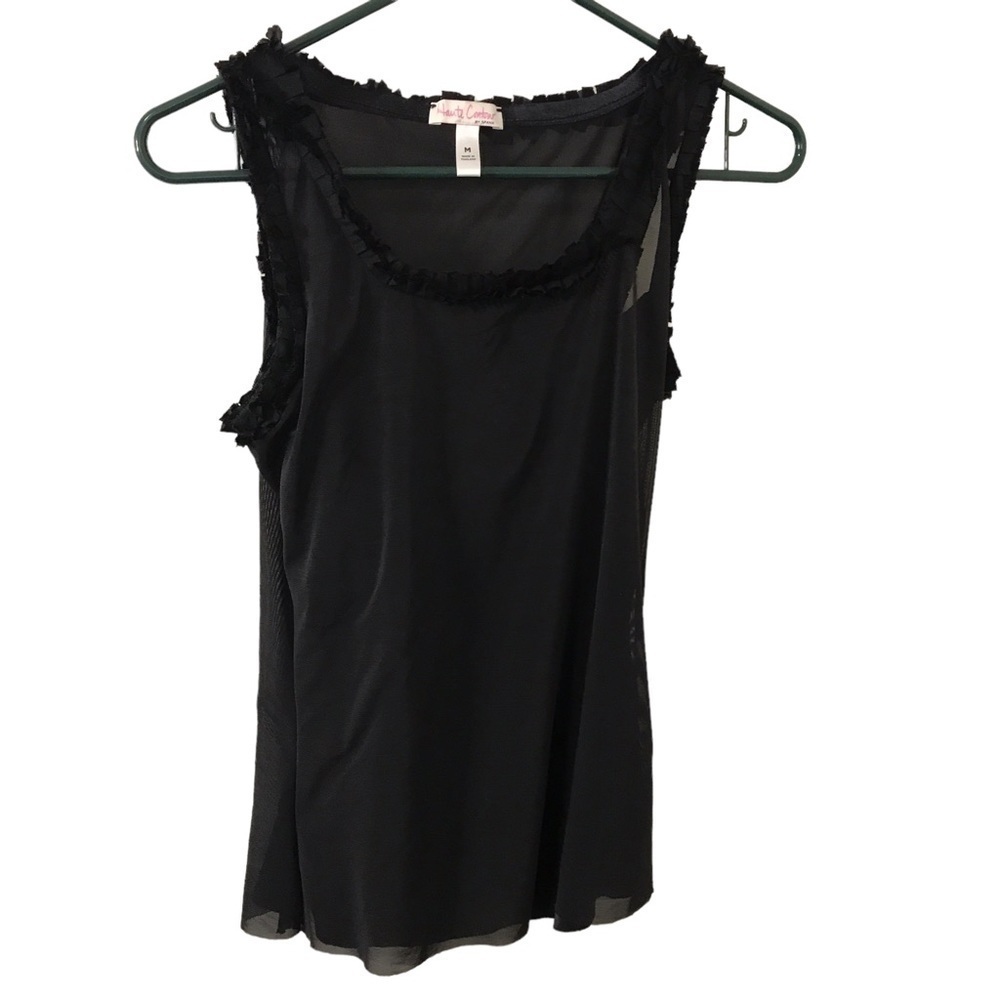 Spanx Haute contour black ruffled sleeve shapewear tank top size Medium